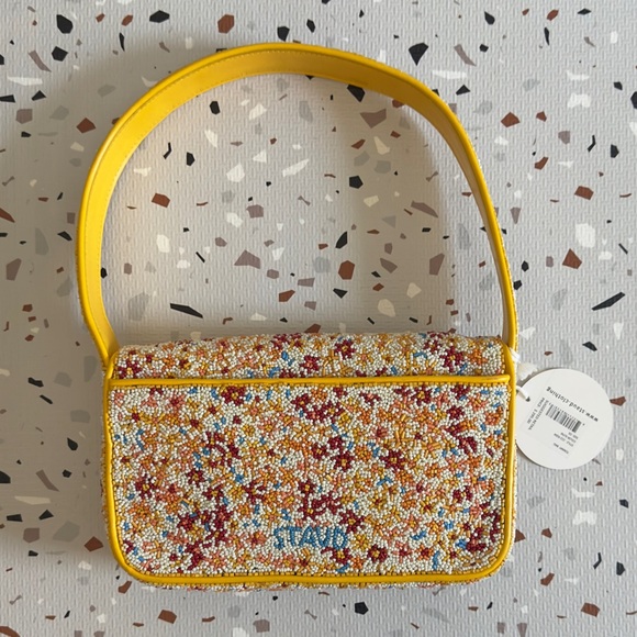 Staud Yellow Floral Beaded Tommy Bag - Picture 7 of 11